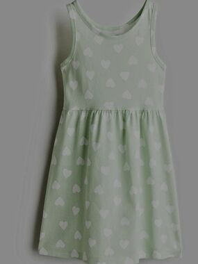 H&M Mint Green Dress with White Heart Print Size 8-10 Youth